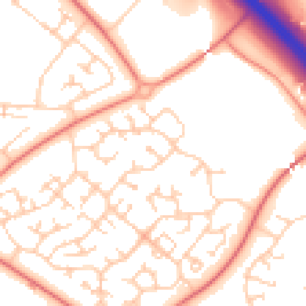 Daytime road noise heatmap for MK8 9HJ