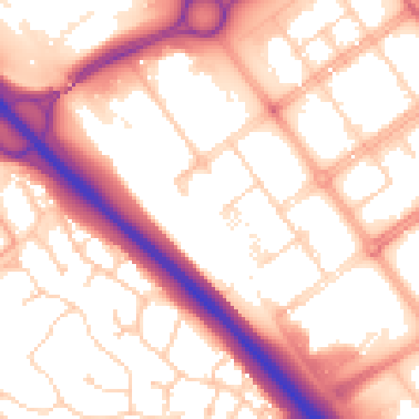 Daytime road noise heatmap for MK9 1AW
