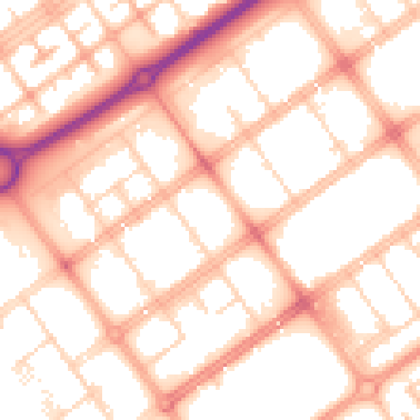 Daytime road noise heatmap for MK9 1EJ