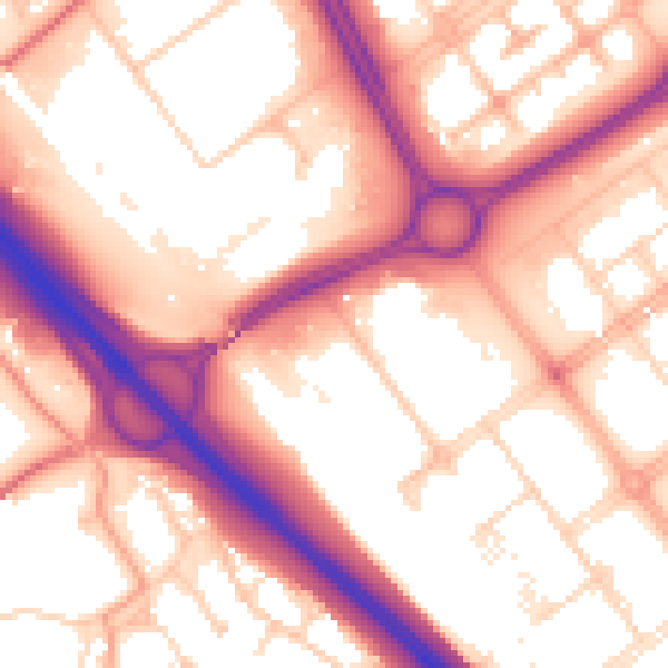 Daytime road noise heatmap for MK9 1EN