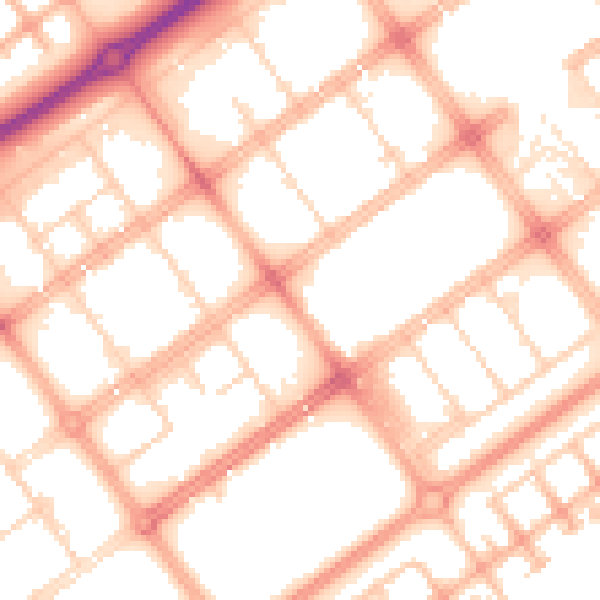 Daytime road noise heatmap for MK9 2BQ