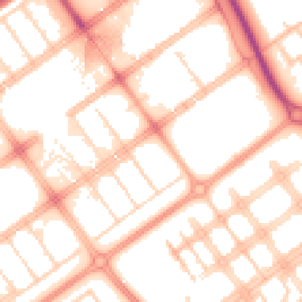 Daytime road noise heatmap for MK9 3FQ