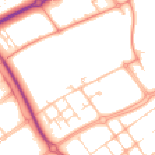 Daytime road noise heatmap for MK9 3FZ