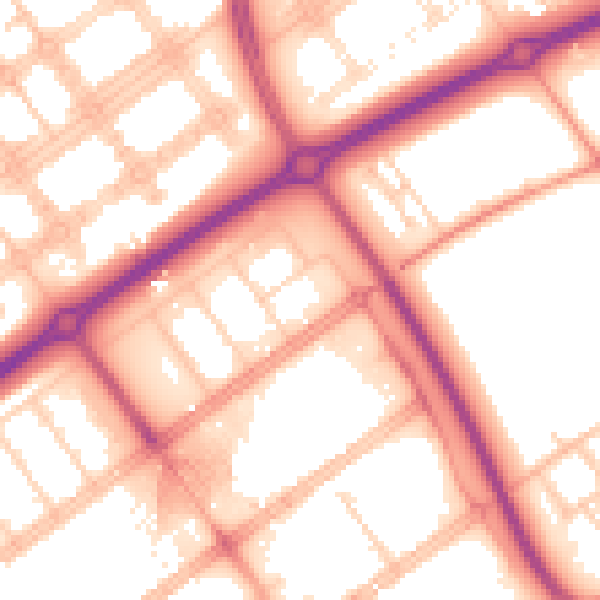 Daytime road noise heatmap for MK9 3XJ