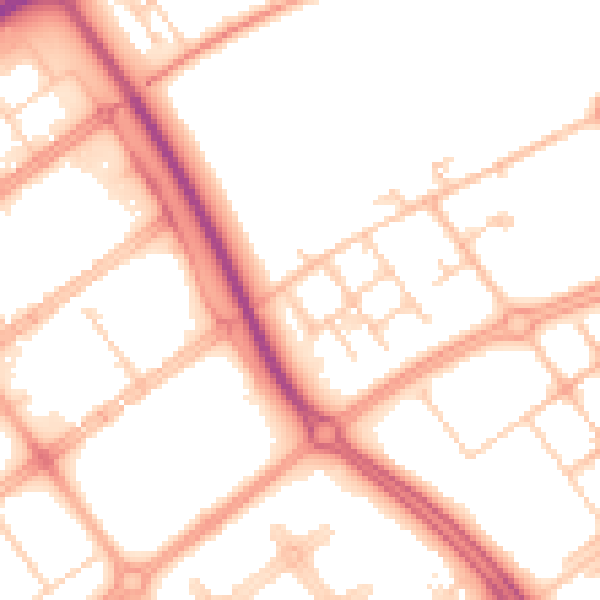 Daytime road noise heatmap for MK9 4AJ