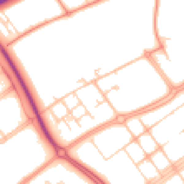 Daytime road noise heatmap for MK9 4AP