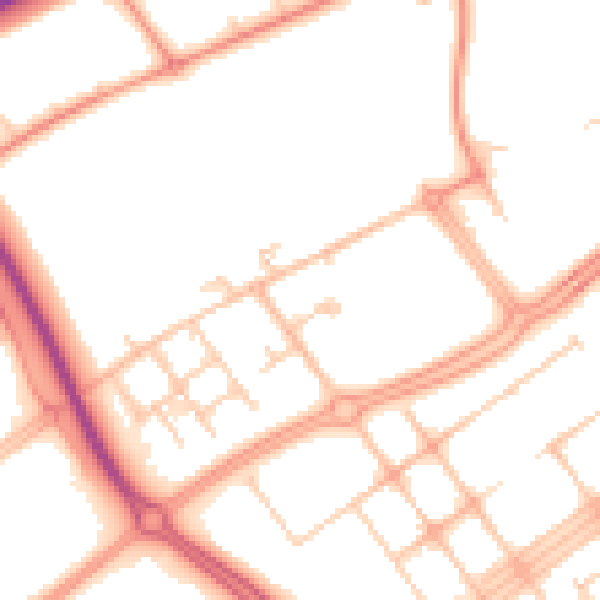 Daytime road noise heatmap for MK9 4AQ