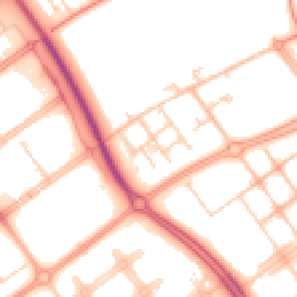 Daytime road noise heatmap for MK9 4AW