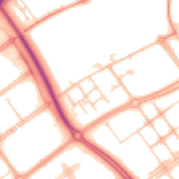 Daytime road noise heatmap for MK9 4BD