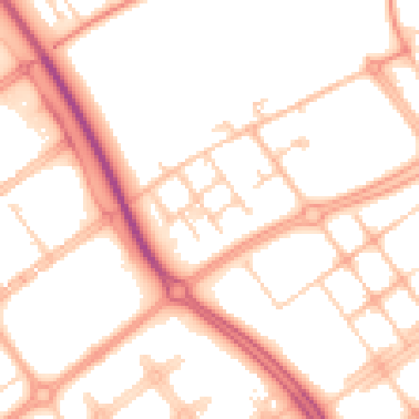 Daytime road noise heatmap for MK9 4BE