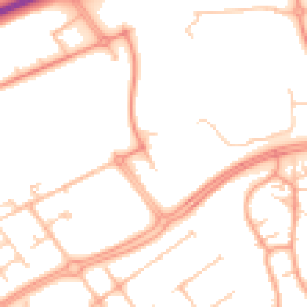 Daytime road noise heatmap for MK9 4BJ