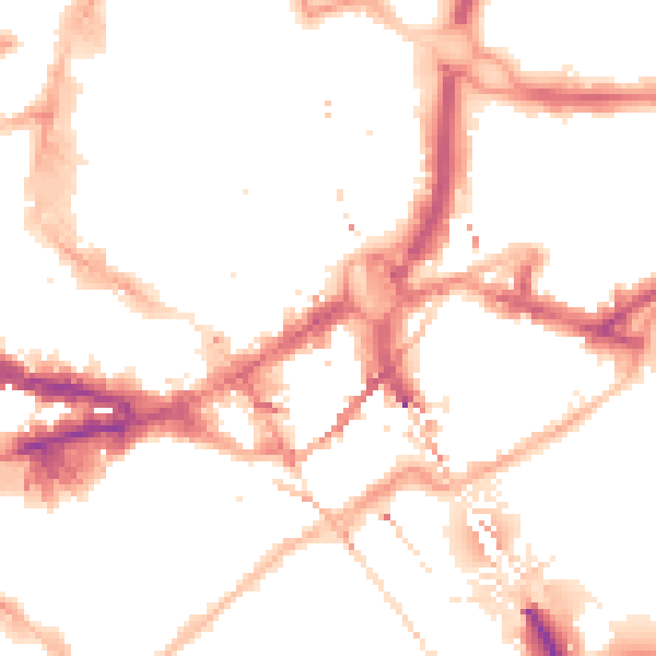 Night-time road noise heatmap for NE1 1DE