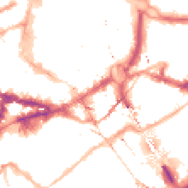 Night-time road noise heatmap for NE1 1DF