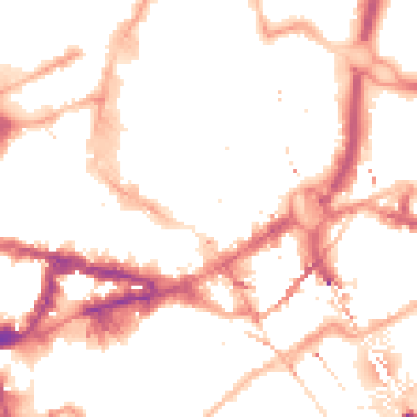 Night-time road noise heatmap for NE1 1EN