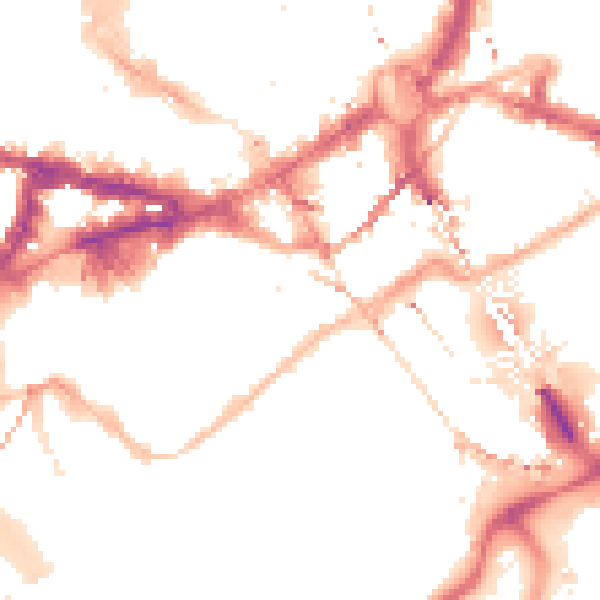 Night-time road noise heatmap for NE1 1NA