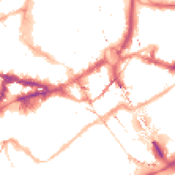 Night-time road noise heatmap for NE1 1PE