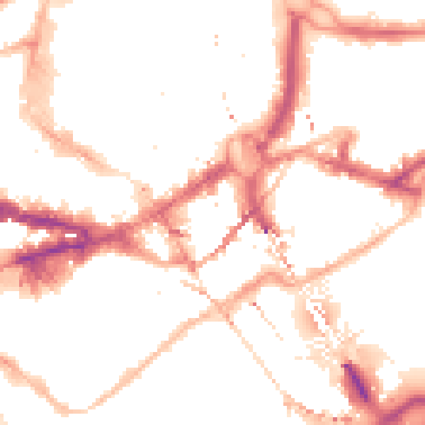 Night-time road noise heatmap for NE1 1PQ