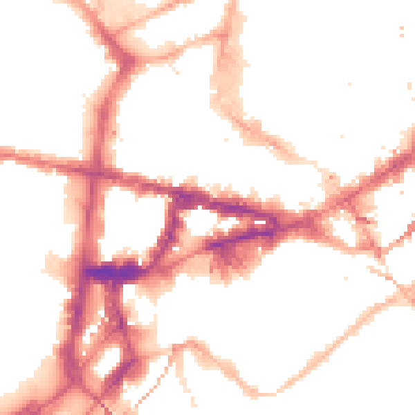 Night-time road noise heatmap for NE1 1SG