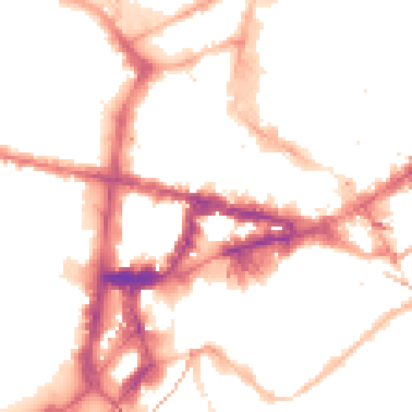 Night-time road noise heatmap for NE1 1SQ