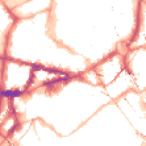 Night-time road noise heatmap for NE1 1TT