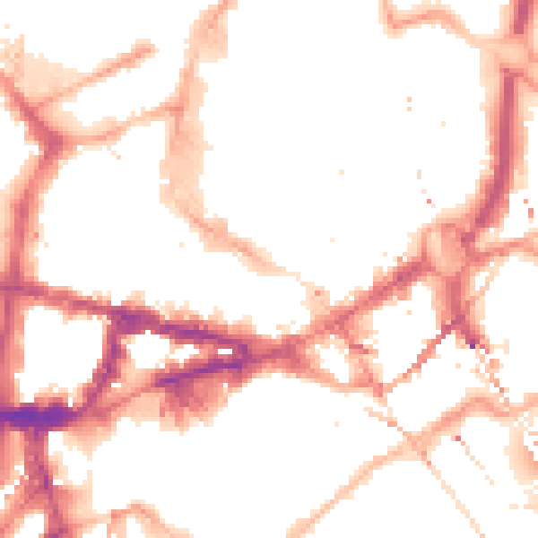 Night-time road noise heatmap for NE1 1UN