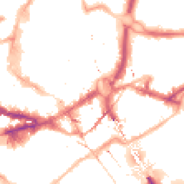 Night-time road noise heatmap for NE1 1YE