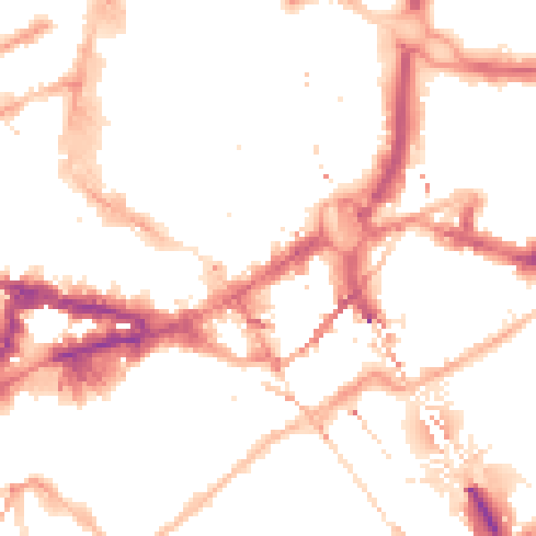 Night-time road noise heatmap for NE1 1YF