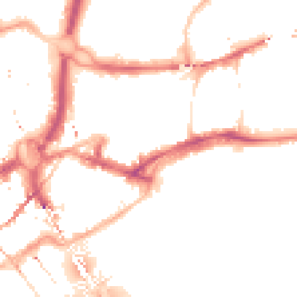 Night-time road noise heatmap for NE1 2AB