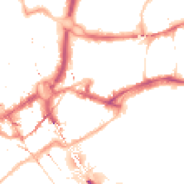 Night-time road noise heatmap for NE1 2AE