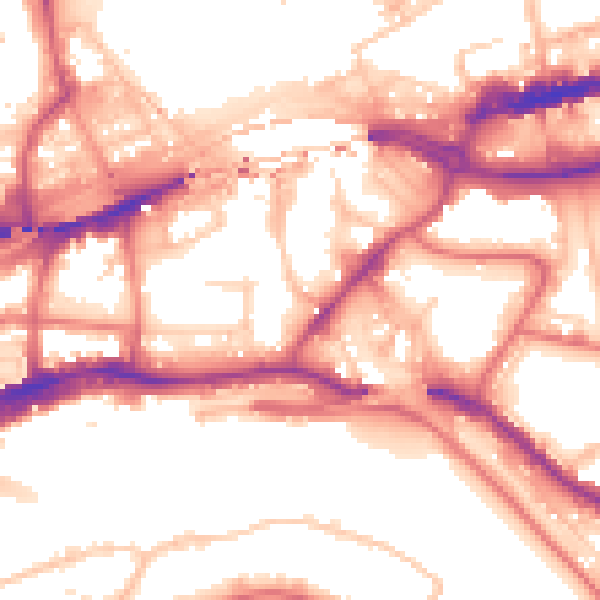 Daytime road noise heatmap for NE1 2AJ