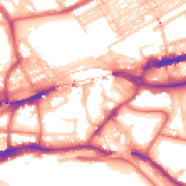 Daytime road noise heatmap for NE1 2AR