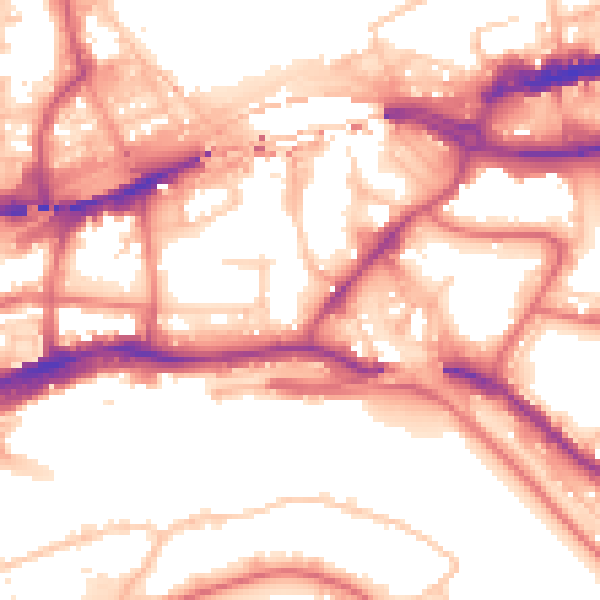 Daytime road noise heatmap for NE1 2BA