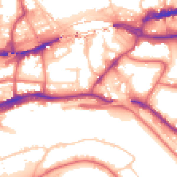 Daytime road noise heatmap for NE1 2BE
