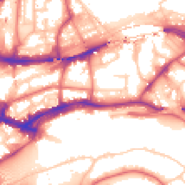 Daytime road noise heatmap for NE1 2BL