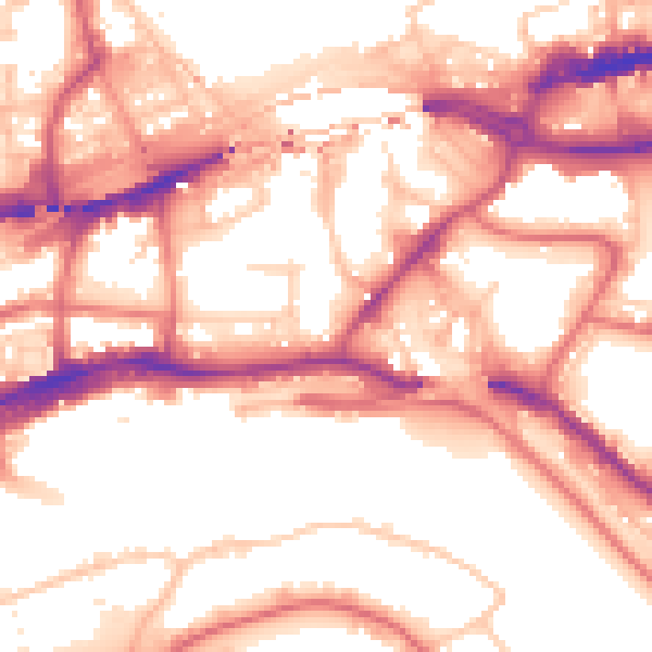 Daytime road noise heatmap for NE1 2BN