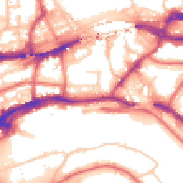 Daytime road noise heatmap for NE1 2DZ