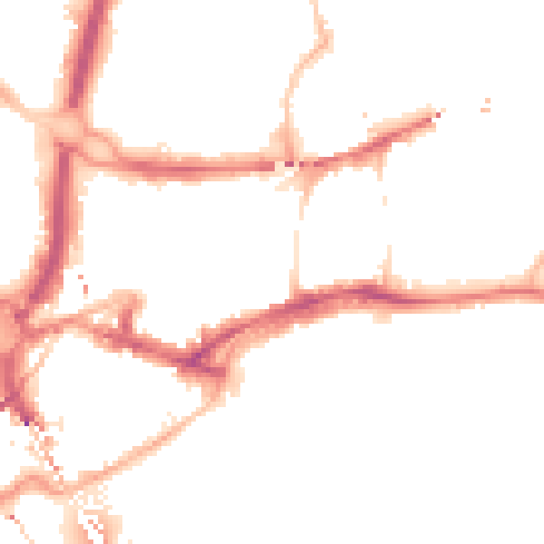 Night-time road noise heatmap for NE1 2JW