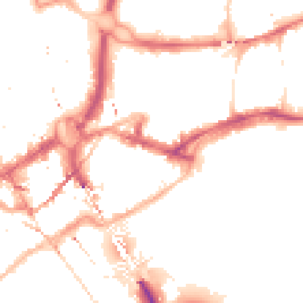 Night-time road noise heatmap for NE1 2NE