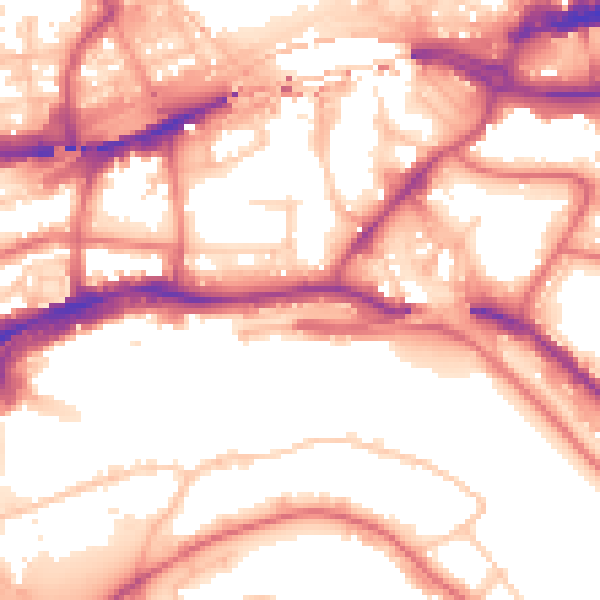 Daytime road noise heatmap for NE1 2PD