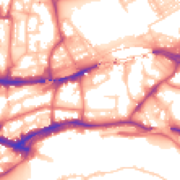 Daytime road noise heatmap for NE1 2QH