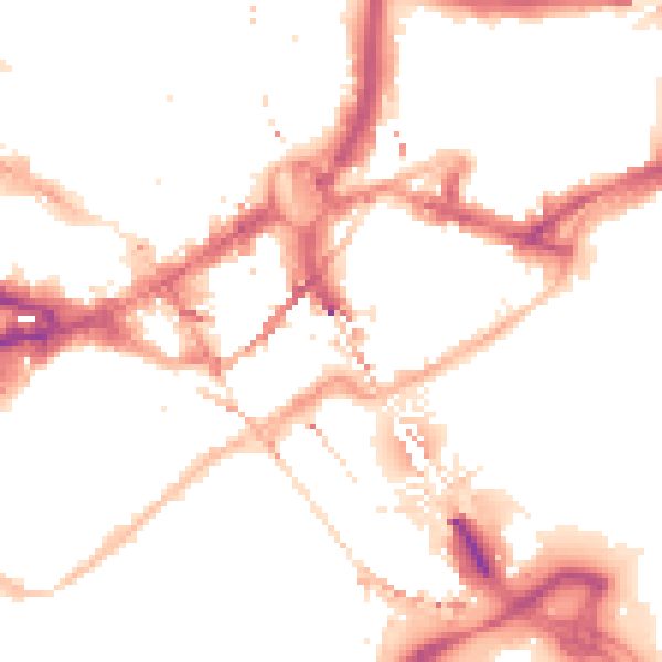 Night-time road noise heatmap for NE1 3UF