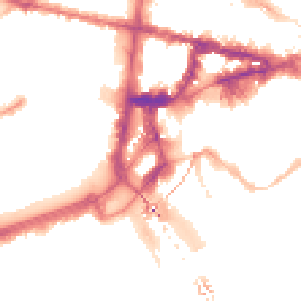 Night-time road noise heatmap for NE1 4BA