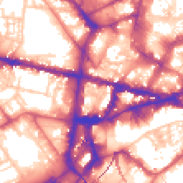 Daytime road noise heatmap for NE1 4BP