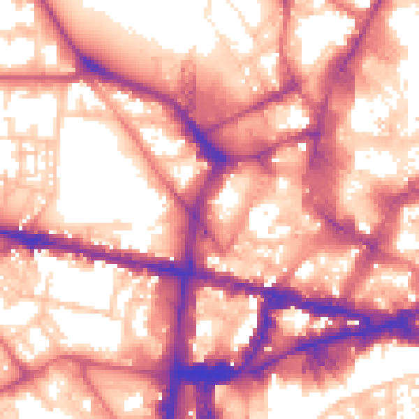 Daytime road noise heatmap for NE1 4DL