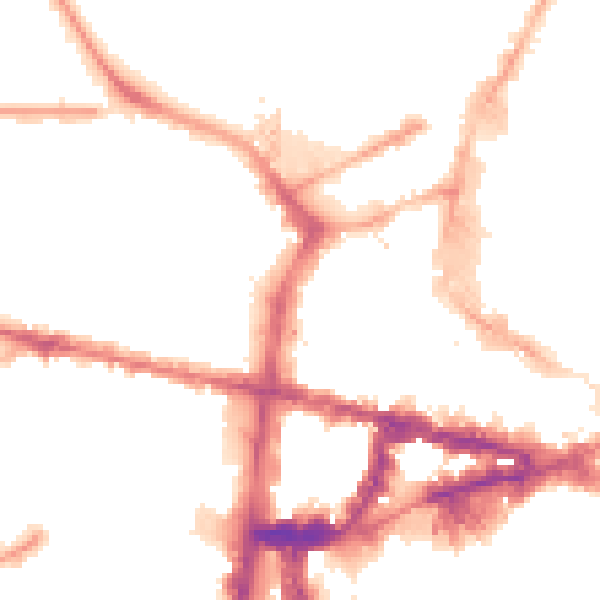 Night-time road noise heatmap for NE1 4DL
