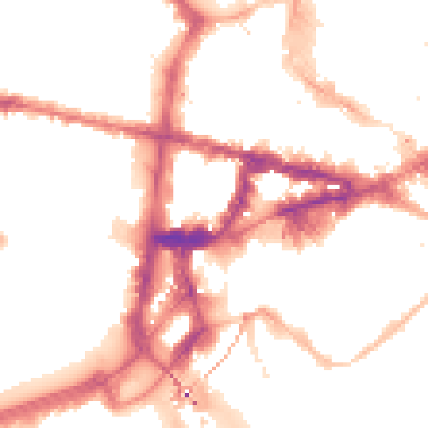 Night-time road noise heatmap for NE1 4ES