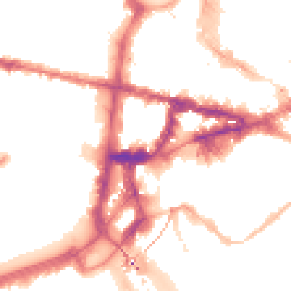 Night-time road noise heatmap for NE1 4EU