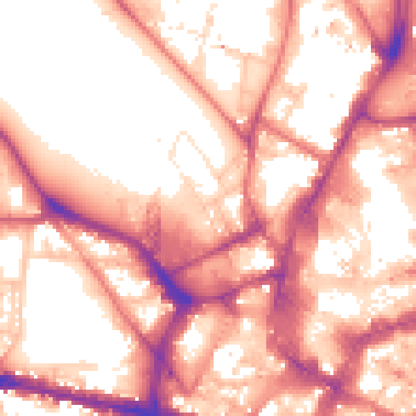 Daytime road noise heatmap for NE1 4NE