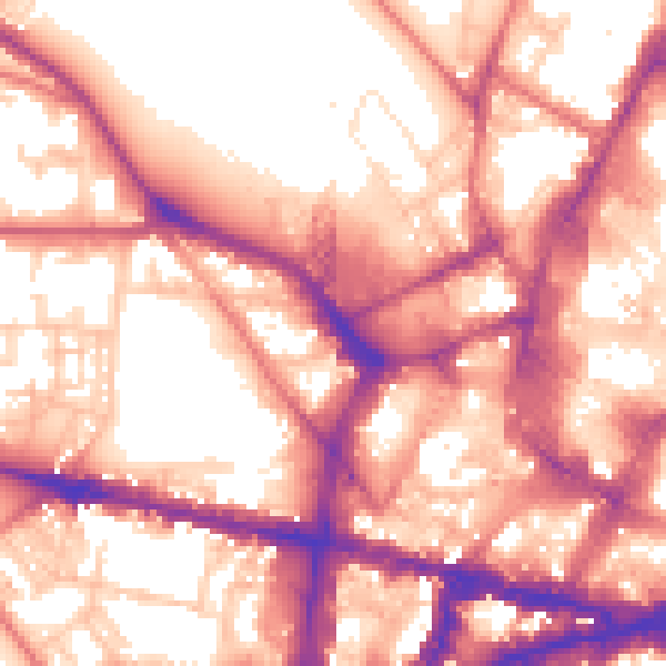 Daytime road noise heatmap for NE1 4SH