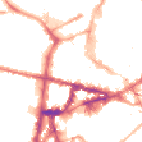 Night-time road noise heatmap for NE1 4XH